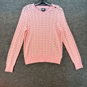 Lands End Sweater Womens S Pink Crew Neck Open Knit Soft Girl Casual Preppy Boho